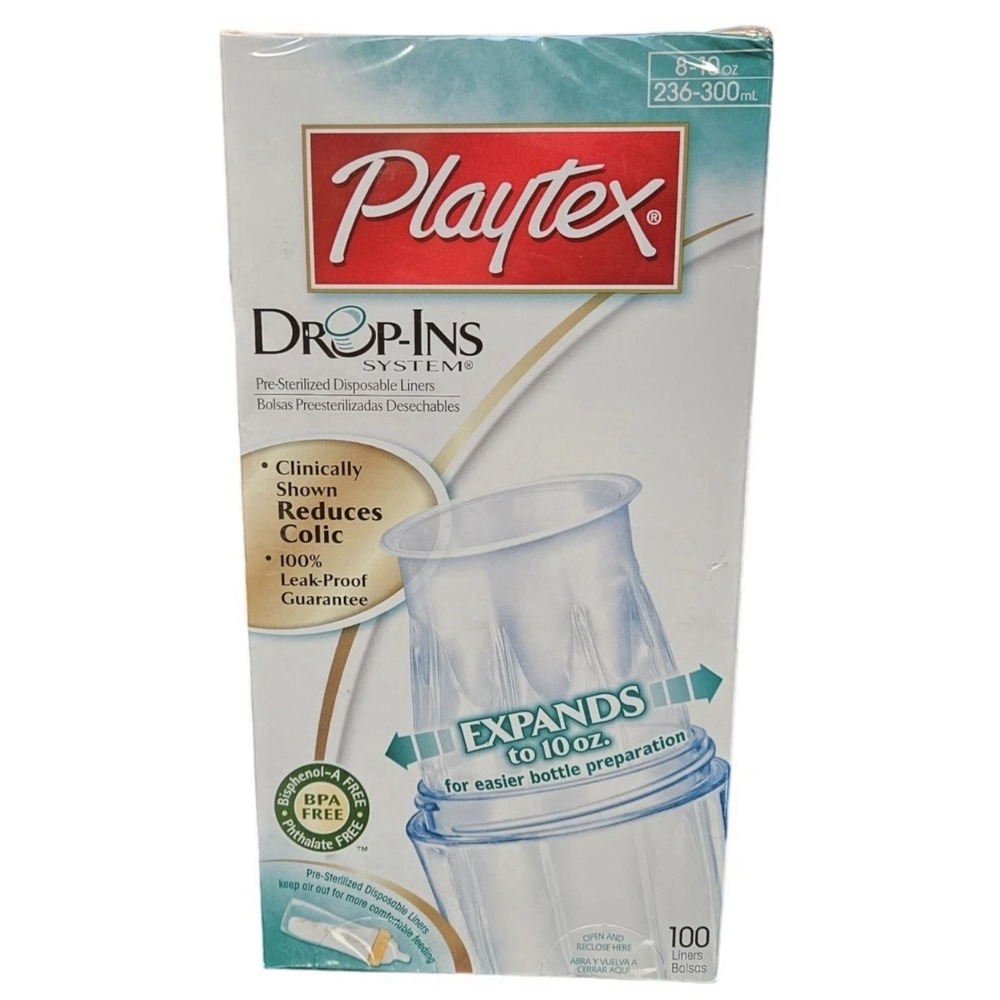 Playtex Drop-ins Nurser Bottles Liners - 8 -10 oz 100 Count NEW - Sealed BOX